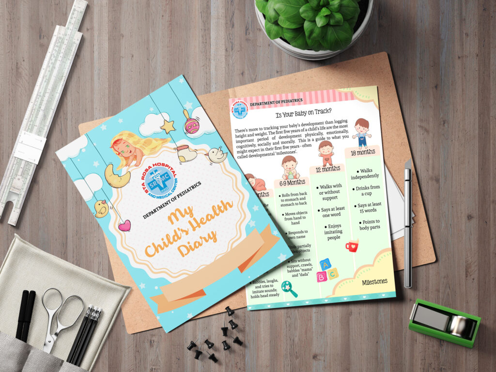 STA. ROSA HOSPITAL & MEDICAL CENTER
Department of Pediatrics Baby Book, 2019.
Designed and conceptualize all the pages of Child’s Health Diary.
